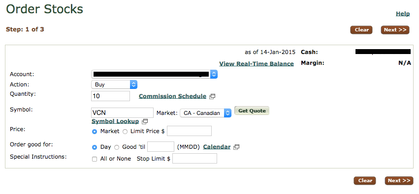 ETF order - Step one