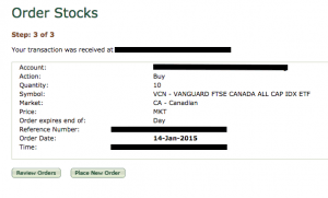 ETF order - Step three