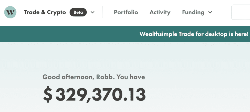 Wealthsimple Trade desktop