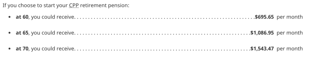 CPP benefit estimates