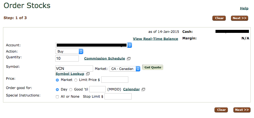 ETF order - Step one
