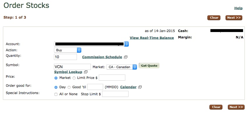 ETF order - Step one