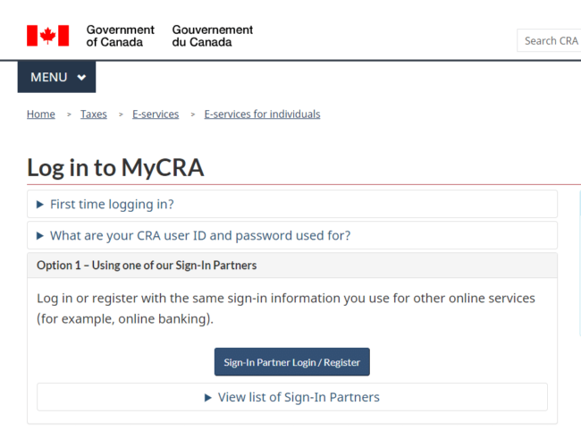 CRA My Account